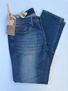 MBX 36x32 Slim Fit Men's Denim Jeans in Medium Blue